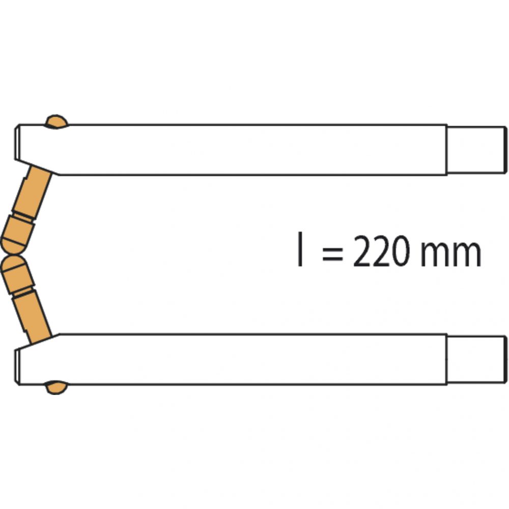 2 BRAS ALU 220mm PX3 – PORTASPOT 230 – Electrodes centrées et inclinée